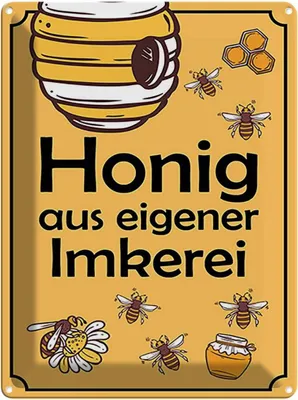 Produktbild von vianmo Blechschild 40x30 cm Honig aus eigener Imkerei Hofladen Marktstand Laden Werbeschild