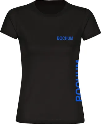 Produktbild von multifanshop Damen T-Shirt - Bochum - Brust & Seite, schwarz, Größe L