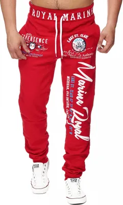 Produktbild von Herren Jogginghose | Freizeithose | Marine 512  Rot 3XL