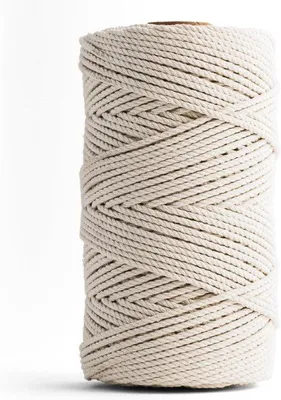 Zdjęcie produktu dla Skręcony sznurek makramowy 3 mm, 120 m, w 100% z bawełny, do rękodzieła.