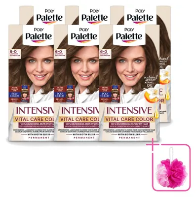 Produktbild von 6 x Poly Palette Vital Care Haarfarbe - 6-0 Lichtbraun - 115 ml - Sparpackung - 6 Stücke