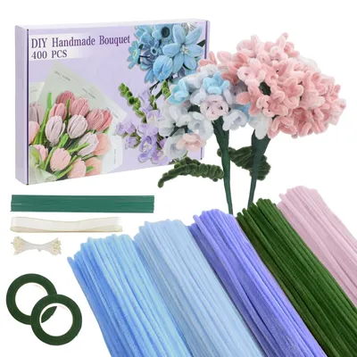 400 Pfeifenreiniger, 5 Farben, Bastelset für Blumen