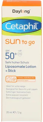 Produktbild von Cetaphil Daylong Sun to go liposomale Lotion + Stick SPF 50+, 20 ml Lösung