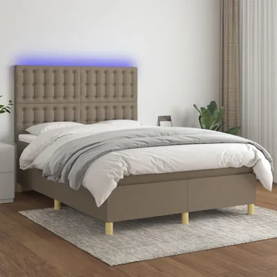 Produktbild von Möbel Boxspringbett mit Matratze & LED Taupe 140x200 cm Stoff - Klassische Betten 3135761