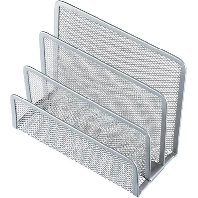 Produktbild von helit Briefständer Mesh H2518300 14x7x9,7cm 3Fächer Metall silber