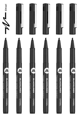 Produktbild von Molotow Blackliner Chiselspitze (Fineliner mit permanenter, dokumentenechter Tinte) 6 Stück schwarz