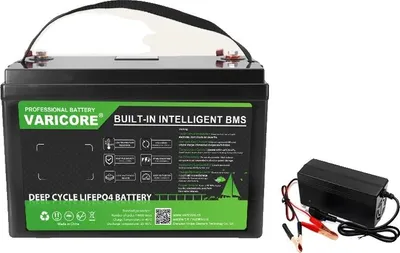 Image de Batterie LiFePO4, capacité de 100 Ah, sortie USB Type-C, chargeur 24 V 60 Ah