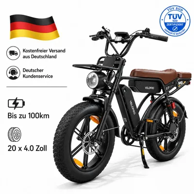 Produktbild von VELOPRO M9 E-Bike 48V 17,5Ah Akku (100km), 250W Heckmotor, Shimano 7-Gang