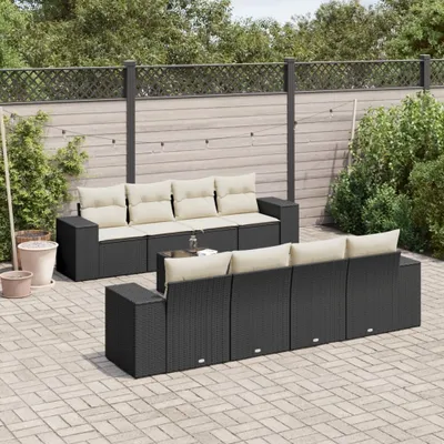 Produktbild von 9-tlg. Garten-Sofagarnitur - mit Kissen Schwarz Poly Rattan - Gartenmöbelset 3254683