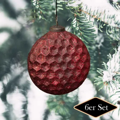 Produktbild von Christbaumkugeln, oval, rot, Weihnachten, 6er Set