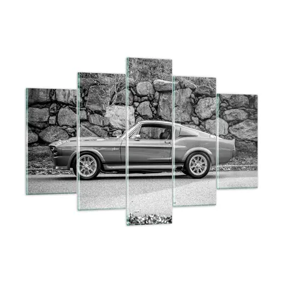 Produktbild von Bilder auf glas - 5 Teile - Auto Ford Mustang - 150x100cm - Glasbilder - Wandbilder - Bilder - zum Aufhängen bereit - Wanddekoration aus Glas - Glas Bilder - Wandbild auf Glas - GEA150x100-5011