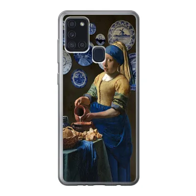 Produktbild von MuchoWow® Handyhülle Schutzhülle Hülle für Samsung Galaxy A21s Milchmädchen - Das Mädchen mit dem Perlenohrring - Vermeer Silikon Softcase Handy Hülle - Hartschale