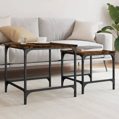 Produktbild von Design Möbel Satztische 2er Set Räuchereiche Holzwerkstoff - 2024 Neu