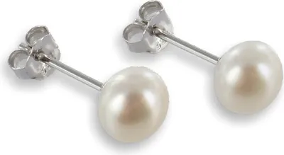 Produktbild von Perlen Ohrstecker: 925 Silber Ohrringe mit Süßwasserperle 6 mm