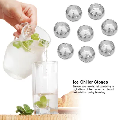 Obrázok produktu pre Ľadové gule z nehrdzavejúcej ocele chladia víno Whiskey Drink Chiller Stones Rocks s Tong (Diamond)