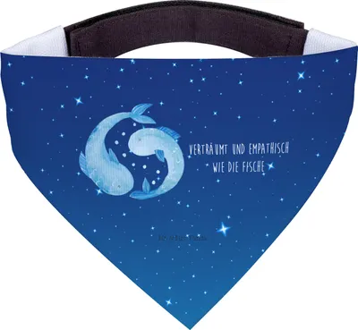 Produktbild von Mr. & Mrs. Panda Bandana Sternzeichen Fische - Sternenhimmel Blau - Geschenk, Halstuch Hund, Für Hunde, Sternbild, Dreieckstuch, Geburtstag Februar, Fisch, März