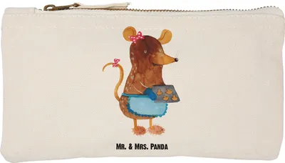 Produktbild von Mr. & Mrs. Panda Kosmetiktasche Maus Kekse Größe S Klein - Weiß - Geschenk, Weihnachten, Mäppchen, Federtasche, Weihnachtsbäckerei, Winter, Stoffbeutel, Kulturtasche