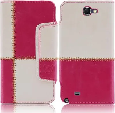 Produktbild von Samsung Galaxy Note 2 (n7100) numia Bookstyle Nahtmuster Pink-Weiss