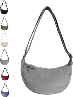 Immagine prodotto di Borsa in nylon da donna con tracolla regolabile, grigia, 31x16x9 cm