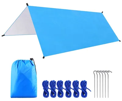 Produktbild von 9,8 × 9,8 ft multifunktionale, wasserdichte Campingplane, Hängematte, Sonnenschutz, Zelt, Regenschutz, leichtes Outdoor-Vordach für Camping, Strand und Picknick