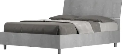 Produktbild von ITYHOME - Bett mit Lattenrost 140x190 schräges Kopfteil Zement Demas
