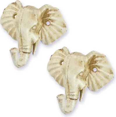 Produktbild von Paar Kleiderhaken Elefant aus Gusseisen Replikat Retro Design Dekoration