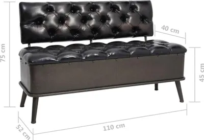 Obrázek produktu pro vidaXL Lavice s úložným prostorem a opěradlem 110 cm černá umělá kůže