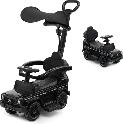 Produktbild von DREAMADE 3-in-1 lizenzierter Mercedes Benz Kinderwagen, Schiebewagen mit Schiebegriff, verstellbarem Verdeck, ausziehbarer Fußstütze, Schwarz