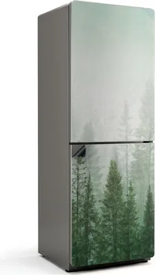 Produktbild von Nebliger Nadelwald – Magnetische Kühlschrank Abdeckung – Dekorfolie magnetisch Küche – Kühlschrank Magnet Deko – selbstklebende Magnettafel – Magnetfolie für Kühlschranktür – 70x190 cm