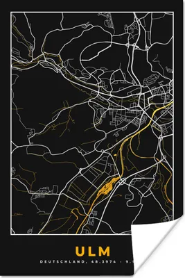 Produktbild von MuchoWow® Poster Ulm - Stadtplan - Gold - Karte - Deutschland 120x180 cm - Kunstposter