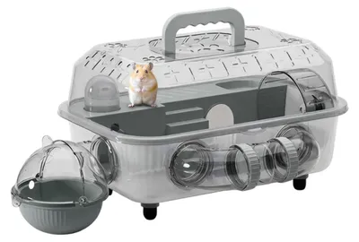 Imagen del producto de Jaula de dos niveles para hámster con túnel, ideal para el alojamiento de pequeños animales