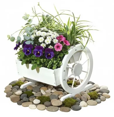 Imagen del producto de Caja de flores de madera con ruedas grandes, 44 x 42 x 40 cm