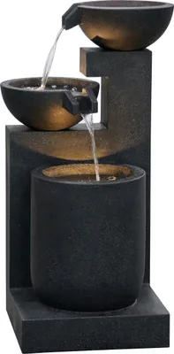 Produktbild von Dehner Gartenbrunnen Samson, Terassenbrunnen frostbeständig, Brunnen für Außen, mit LED Beleuchtung, ca. 100 x 54.5 x 54.5 cm, Polyresin, schwarz