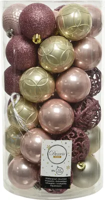 Produktbild von Weihnachtskugeln Kunststoff Ornamente 6cm 37er Set - Perle / Rosa