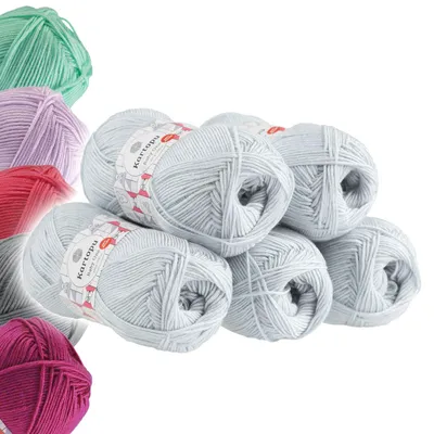 5x100g Strickgarn Kartopu BABY ONE hellgrau