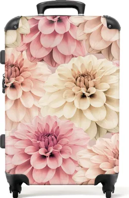 Produktbild von NoBoringSuitcases.com® Großer Koffer - Blumen - Rosa - Weiß - Natur - Kombinationsschloss TSA - Hartschalen Trolley 4 Rollen - 72 liter - Reisekoffer - 66 cmKoffer Mittelgroß 67x43x25 cm, 72L,