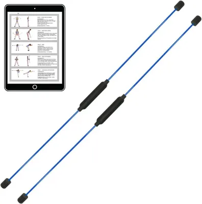 Produktbild von Best Sporting Schwingstab Fitness blau I Swingstick für Ganzkörpertraining I Gymnastikstab mit Anleitung für 16 Übungen I Fitnessgeräte für zuhause I Elastic Fitness Bar