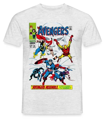 Produktbild von Spreadshirt Avengers Comic Superhelden Assemble Männer T-Shirt, 4XL, Grau meliert