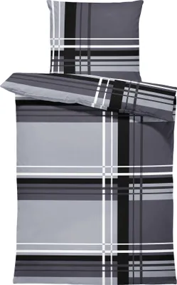Produktbild von 4 teilig Bettwäsche 155x220 cm anthrazit silber schwarz Übergröße Mikrofaser