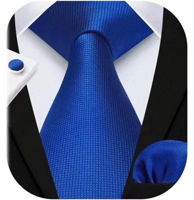 Produktbild von Herren Krawatten- und Einstecktuch-Set mit Manschettenknöpfen, Blau