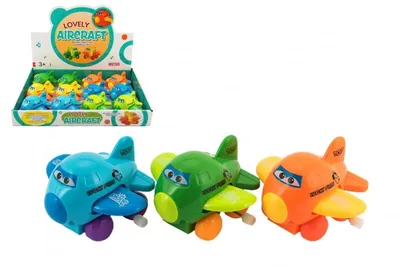 Zdjęcie produktu dla Samolot z oczami machający skrzydłami na kluczu plastikowy 8cm - mix kolorów
