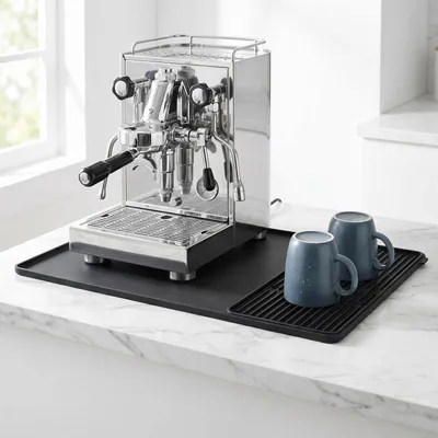 Produktbild von Silikonunterlage für Kaffeemaschinen 60 x 40 cm mit Abtropfmatte 40 x 20 cm, rutschfest und hitzebeständig, Schwarz