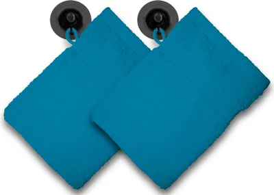 Produktbild von 2er Set Waschhandschuhe Waschlappen petrol 16x21 cm Frottee Baumwolle Frottier