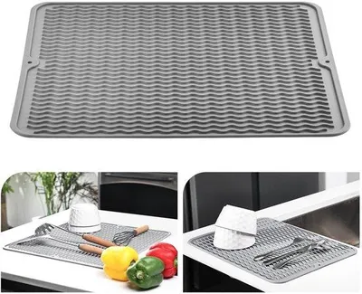 Productafbeelding van Ibenzoa® siliconen afdruipmat, 40 x 50 cm – antislip en hittebestendig tot 230 °C, flexibele afdruipmat voor servies