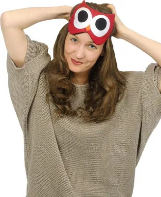 Produktbild von Famanu Schlafmaske mit Kühlkissen und wärmendem Augenmasker - rotes Eulendesign