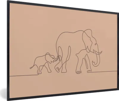 Produktbild von MuchoWow® MuchoWow® Gerahmtes Poster Elefant - Minimalismus - Braun 30x20 cm - Poster mit zchwarzem Bilderrahmen - Kunstdruck - Bild-Poster