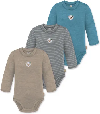 Produktbild von normani 3er Pack Baby Merino Langarmbody