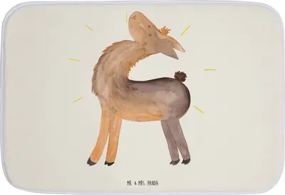Produktbild von Mr. & Mrs. Panda duschmatte Lama Stolz - Weiß - Geschenk, Neustart, Badvorleger, Badteppich, Alpaka, Badezimmerteppich, Duschvorleger, Familie, Lamas, Badezimmer Matte