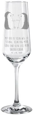 Produktbild von Mr. & Mrs. Panda Glas Igel Liebe - Transparent - Geschenk, Freundin, Trinkglas, Hochzeitstag, Sektglas, graviert, graviertes, Hochzeit, Champagnerglas, Hocheitstag