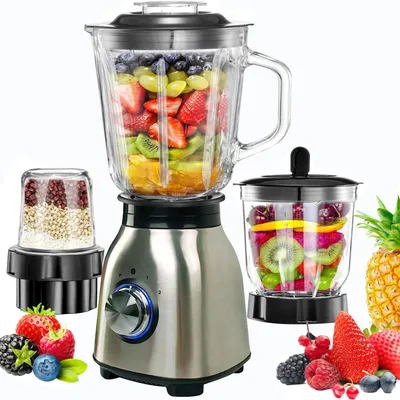 Produktbild von Standmixer Standmixer Mixer Smoothie Maker für Püree,Ice Crush,Shakes,VitaBoost 2 Ebenen, Edelstahl,1,5L Glasaufsatz,Tragbare Tasse,Blender elektrisch